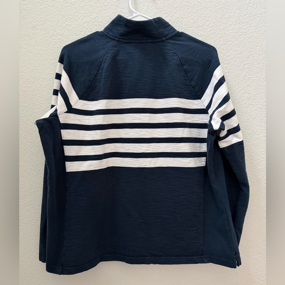 L.L. Bean Women's Peaks Island Quarter-Zip Pullover, Navy and White Stripe - Picture 7 of 11